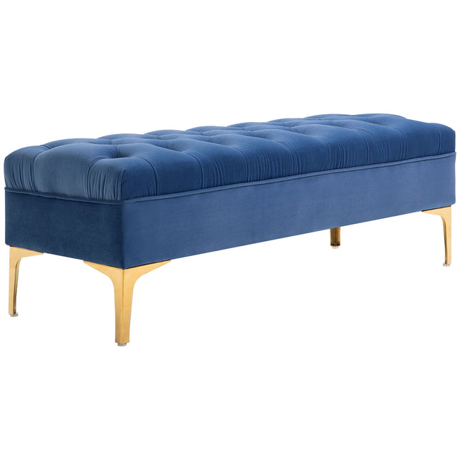 Bank, Bedbank, Schoenenbank Met Verhoogde Poten, Slaapkamer, Fluweelblauw 118 X 45 X 42 Cm