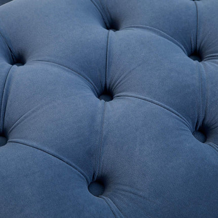 Velvet blue shoe bench - bedroom, raised legs, 118x45x42 cm