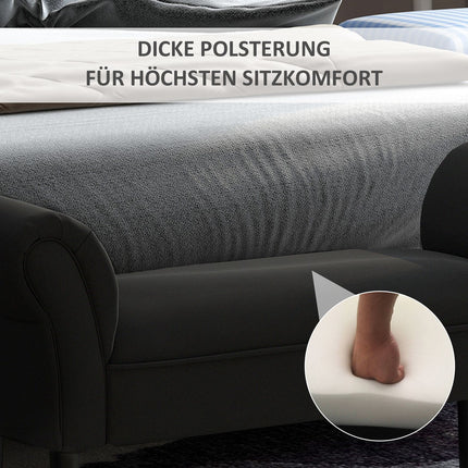 Black upholstered bedroom bench - MDF & Foam, 102x31x51 cm