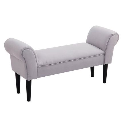 Gray upholstered bedroom bench, MDF & foam, 102x31x51cm