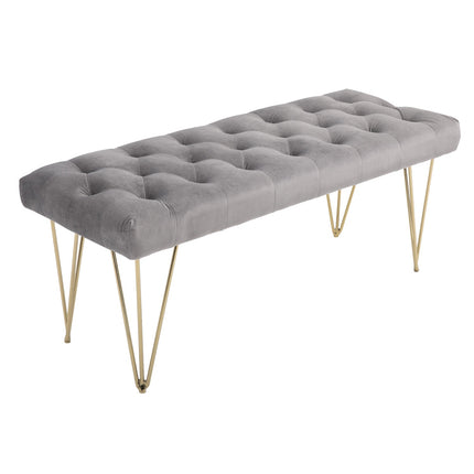Gray velvet shoe bench - 116x44.5x49 cm, storage in entrance