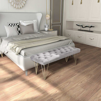 Gray velvet shoe bench - 116x44.5x49 cm, storage in entrance