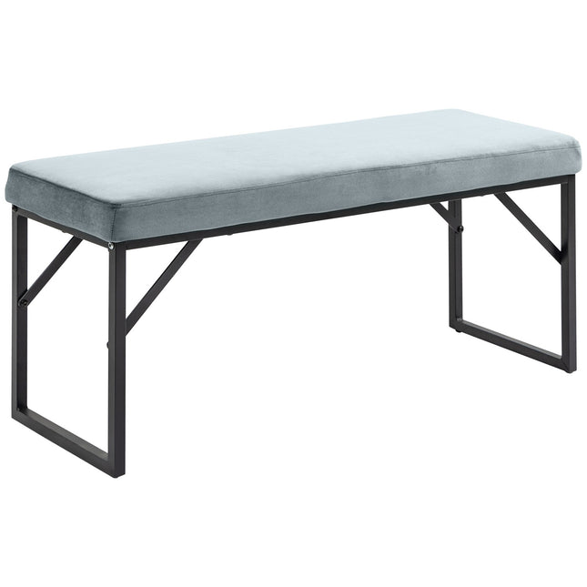 Velvet covered bench, blue, capacity 200 kg