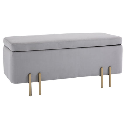 Upholstered storage bench - light gray fabric, 100x40x42 cm