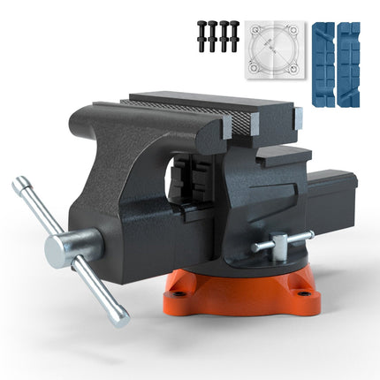 Bench Vise 16.5 cm Jaws, 360 Swivel Base, Anvil
