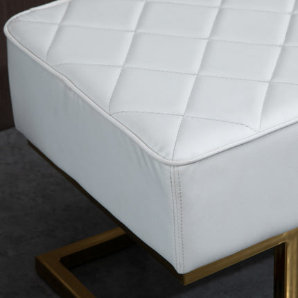 White & Gold Faux Leather Bench - 120x43x42 cm