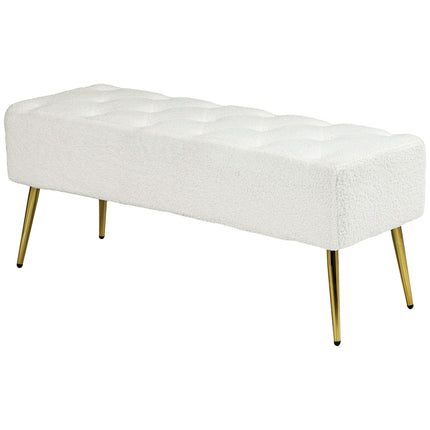 Cream covered bench - Lamb's wool look, steel legs