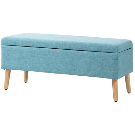 Blue upholstered bench with storage - 110 x 39 x 45 cm