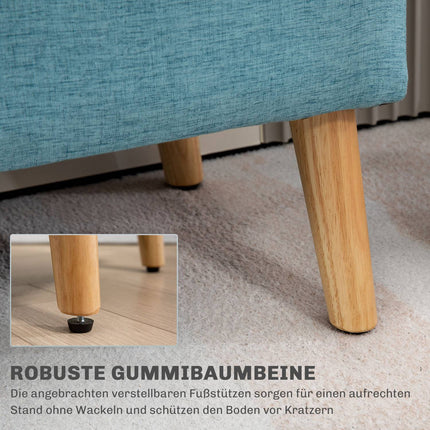 Blue upholstered bench with storage - 110 x 39 x 45 cm