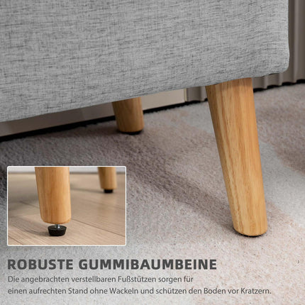 Upholstered storage bench - Gray linen look, 110x39x45 cm