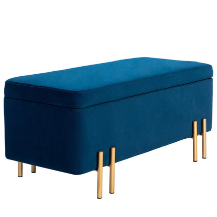 Upholstered storage bench, dark blue, 100x40x42 cm