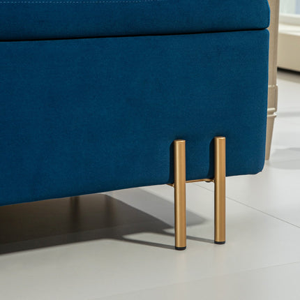 Upholstered storage bench, dark blue, 100x40x42 cm