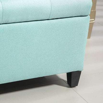 Green upholstered storage bench - 100 x 40 x 44 cm