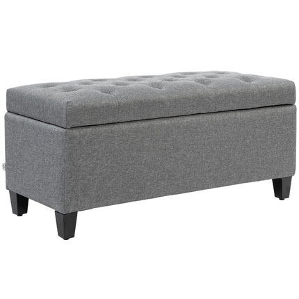 Light gray upholstered storage bench - 100 x 40 x 44 cm