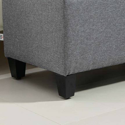 Light gray upholstered storage bench - 100 x 40 x 44 cm