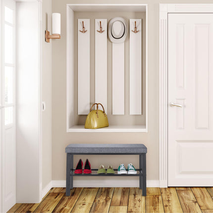 Bench with shoe storage in black-grey