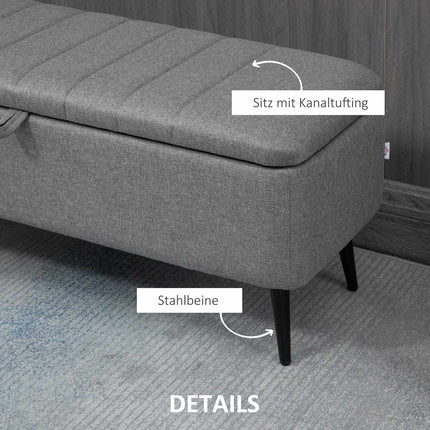 Storage Bench with Linen Look, Steel Legs, 102 x 40 x 44 cm