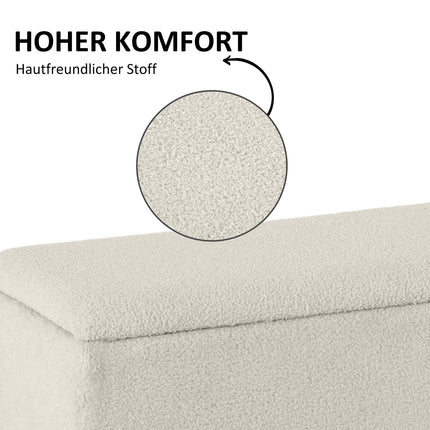 Upholstered storage bench with folding lid, velvet finish