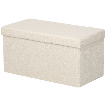 Folding storage bench in velvet look - cream, 76x38x38 cm