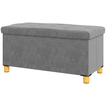 Gray velvet folding storage bench - hall & bedroom