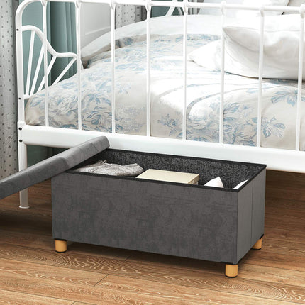 Gray velvet folding storage bench - hall & bedroom