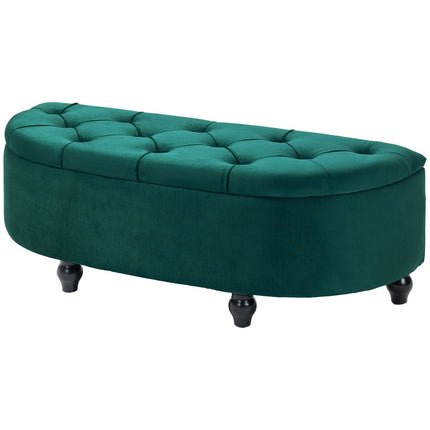 Storage bench with velvet cushion, dark green, 120x46x42 cm