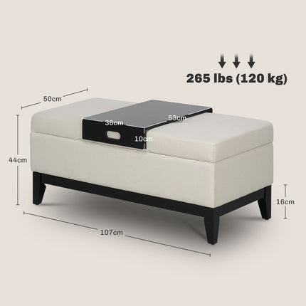 Upholstered storage bench, cream, holds up to 120 kg