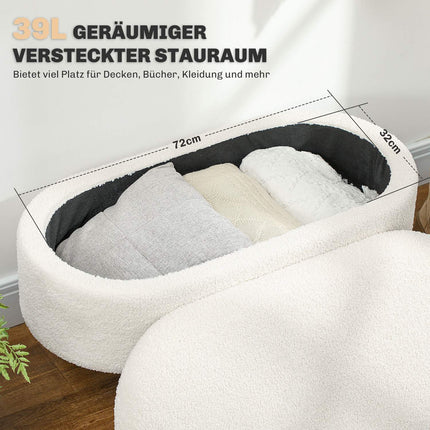 Storage bench with lid, Upholstered Teddy Velvet, 82x41x45 cm