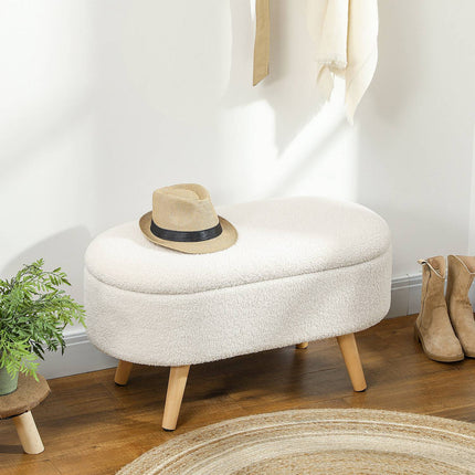 Storage bench with lid, Upholstered Teddy Velvet, 82x41x45 cm