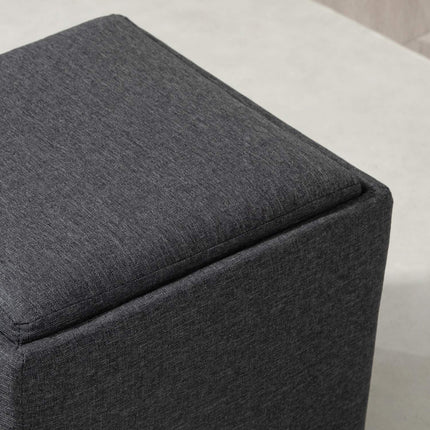 Storage bench, upholstered with removable cover, dark grey