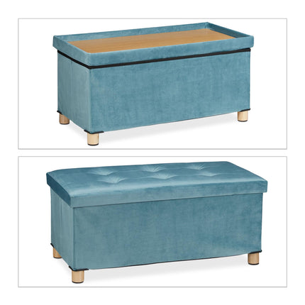 Bench with velvet cover and wooden feet