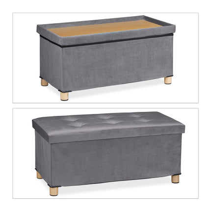 Bench with velvet cover and wooden feet
