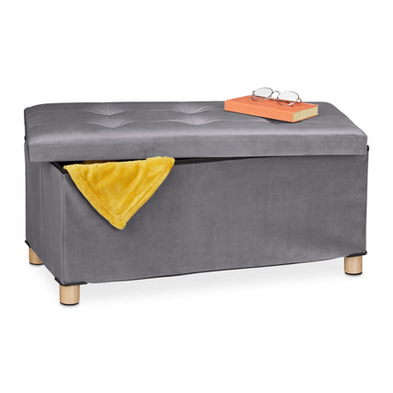 Bench with velvet cover and wooden feet