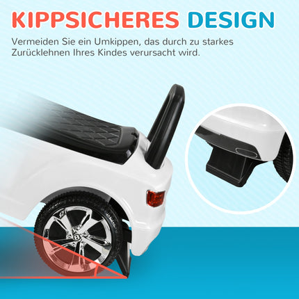 White ride-on car for children - Horn & tip Protection, 18m+