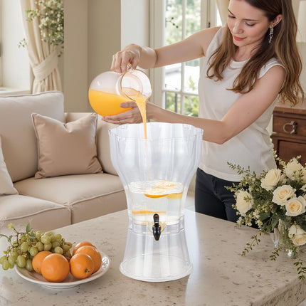 Beverage Dispenser 13L, Clear Plastic, No-Drip Spigot