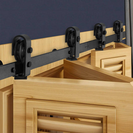 Bi-Fold Barn Door Track Kit, 60 in Top Mount, Black, 330 lb