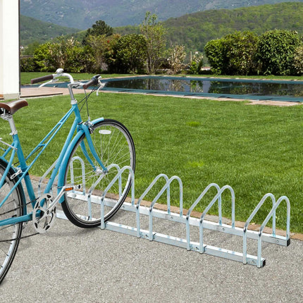 Steel bicycle rack - floor and wall mount, fits up to 6 bicycles