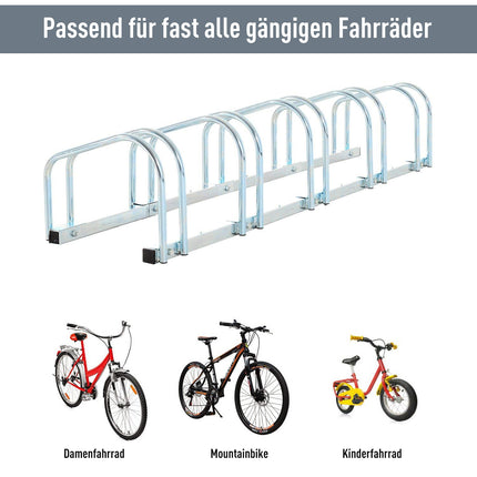 Steel bicycle rack - floor and wall mount, fits up to 6 bicycles