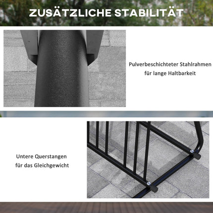 Weather-resistant bicycle rack in steel for 6 bicycles