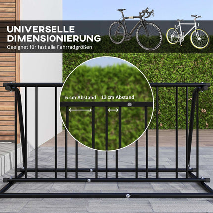 Weather-resistant bicycle rack in steel for 6 bicycles