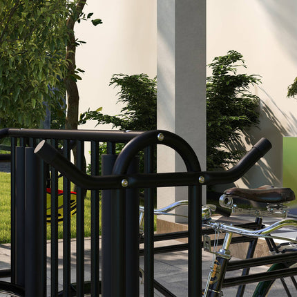Bicycle rack in black steel, weatherproof, holds 4 bicycles