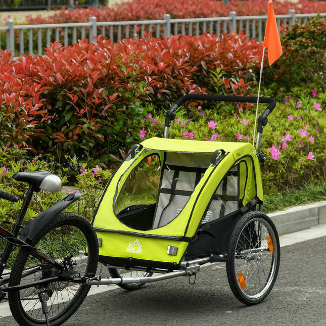 Bicycle Stroller Pram Jogger, 360° Rotating, Green/Black