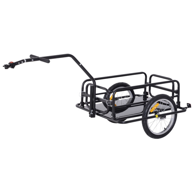 Przyczepka Rowerowa Ładowność 40 Kg, Przyczepka Transportowa Ze Składanym Sprzęgiem, Czarna, 155X71,5X77Cm