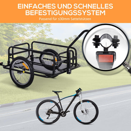 Bicycle cargo trailer, 40 kg capacity, foldable, black
