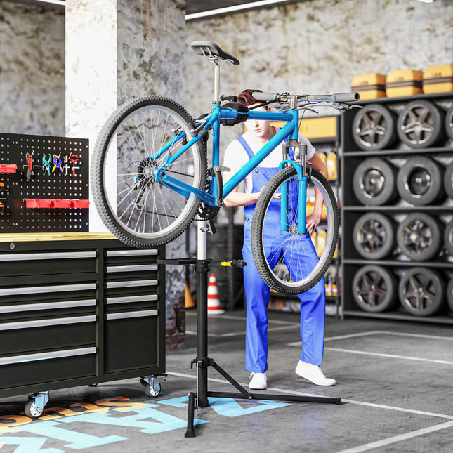 Stojak do montażu rowerów Stojak do naprawy rowerów do 40 kg Stojak na rowery, składany, z regulacją wysokości i obrotem o 360°, do rowerów wyścigowych, górskich, rowerów elektrycznych