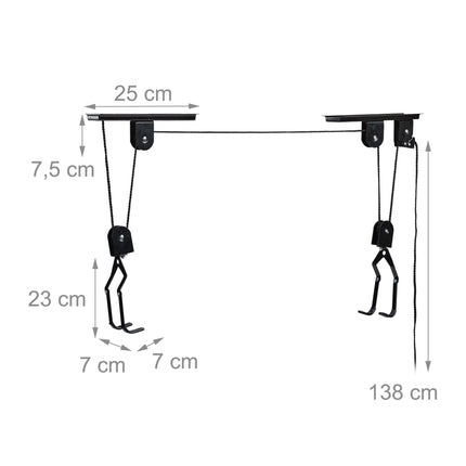 Bicycle lift for the roof