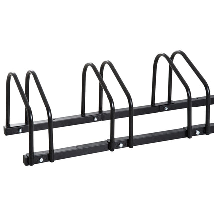 Bicycle rack for 6 bicycles, wall/floor mount, steel, black