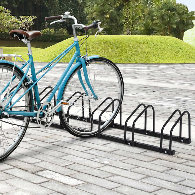 Weather-resistant bicycle stand in steel, floor and wall mount, black