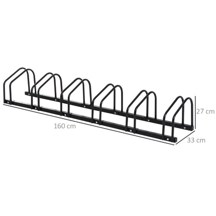 Weather-resistant bicycle stand in steel, floor and wall mount, black