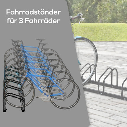 Weather-resistant bicycle stand in steel, floor and wall mount, black